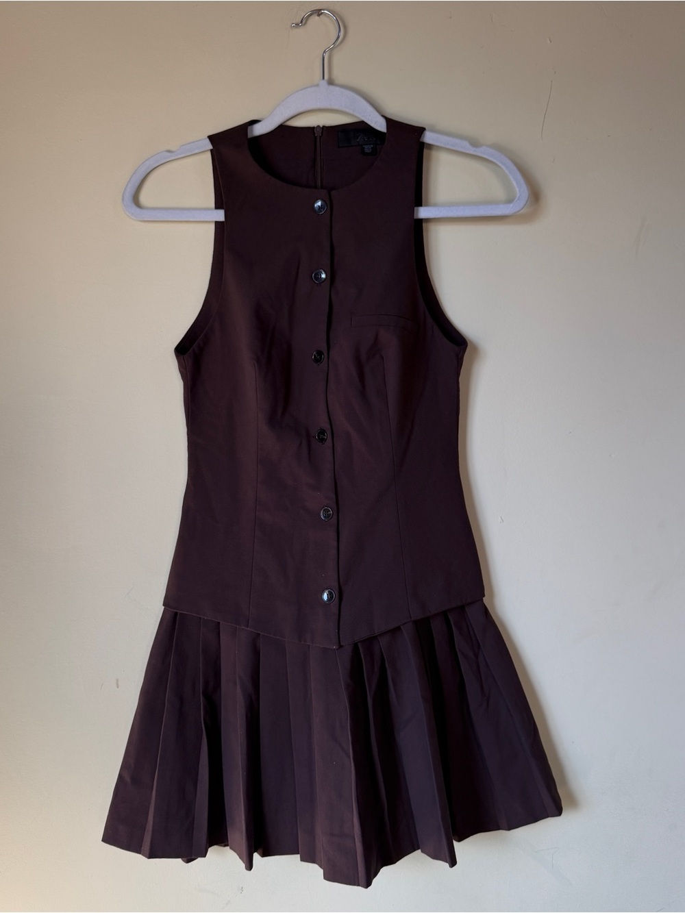 Button-Front Pleated Drop Waist Dress - Zara